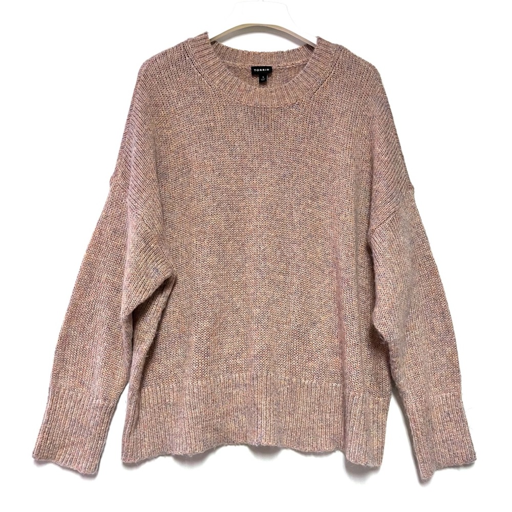 Torrid Sweater 3X Pink Shimmer Lurex Confetti Wool Blend Cropped Plus Size